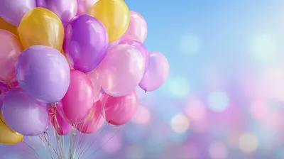 Bunch Of Colorful Balloons Against A Blurred Background