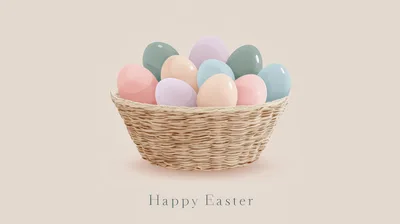 Easter Eggs In A Woven Basket