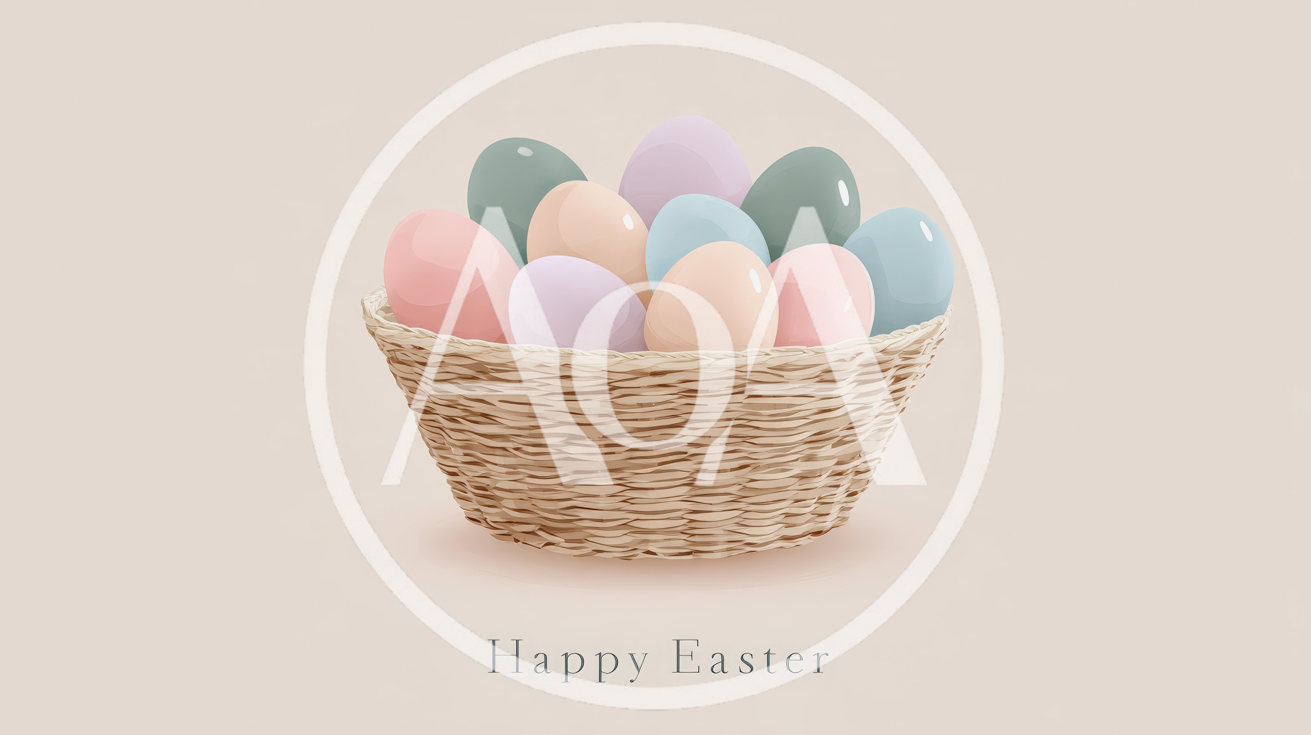Easter Eggs In A Woven Basket