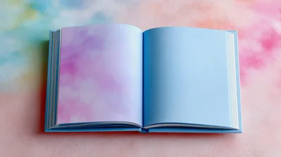 Open Book With Blank Pastel Watercolor Pages