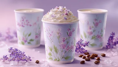Lavender Infused Coffee Cups With Whipped Cream