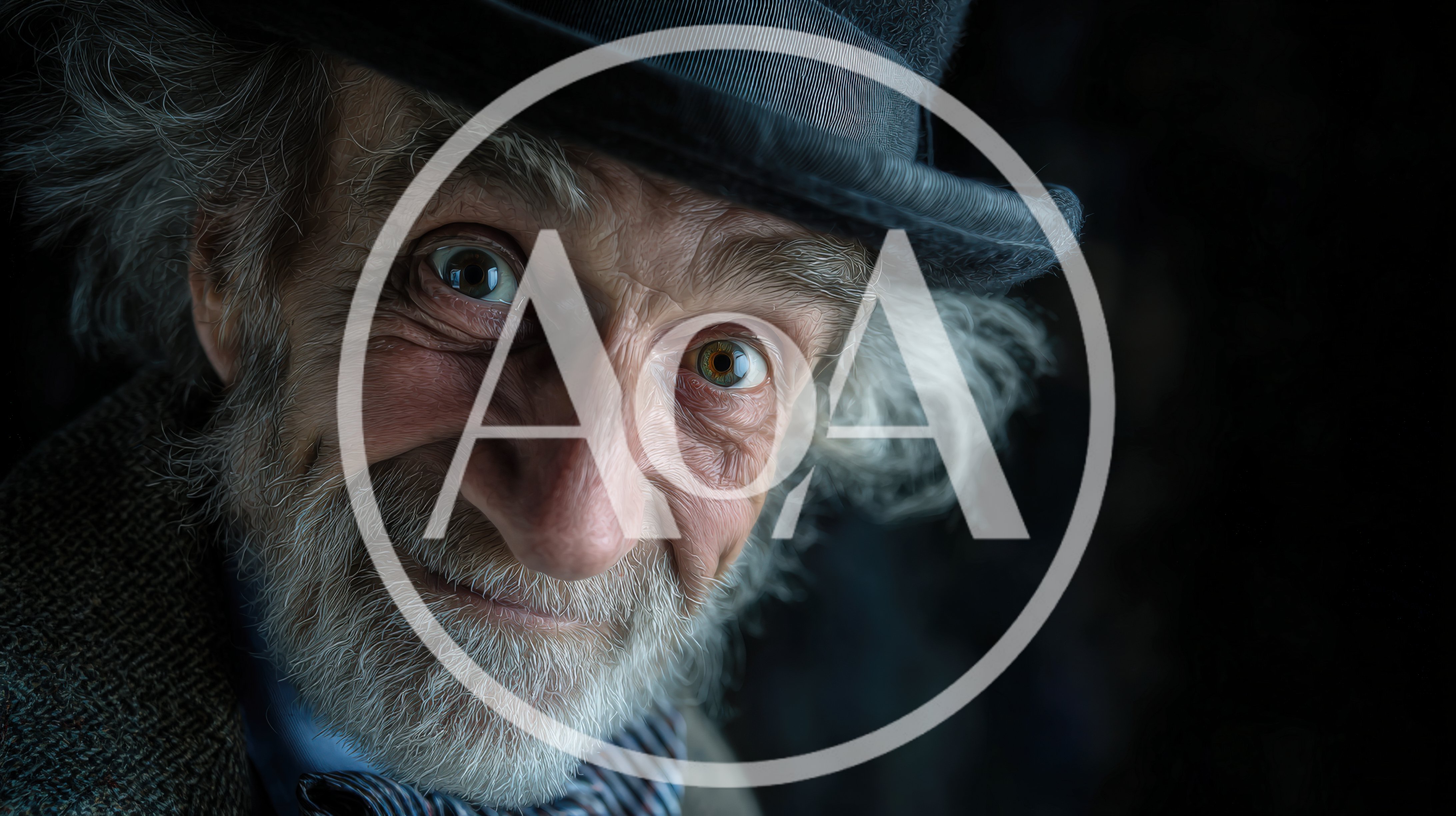 Portrait Of An Eccentric Elderly Man In A Top Hat