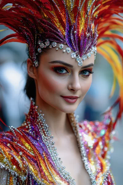 Portrait Of A Carnival Performer In Elaborate Costume