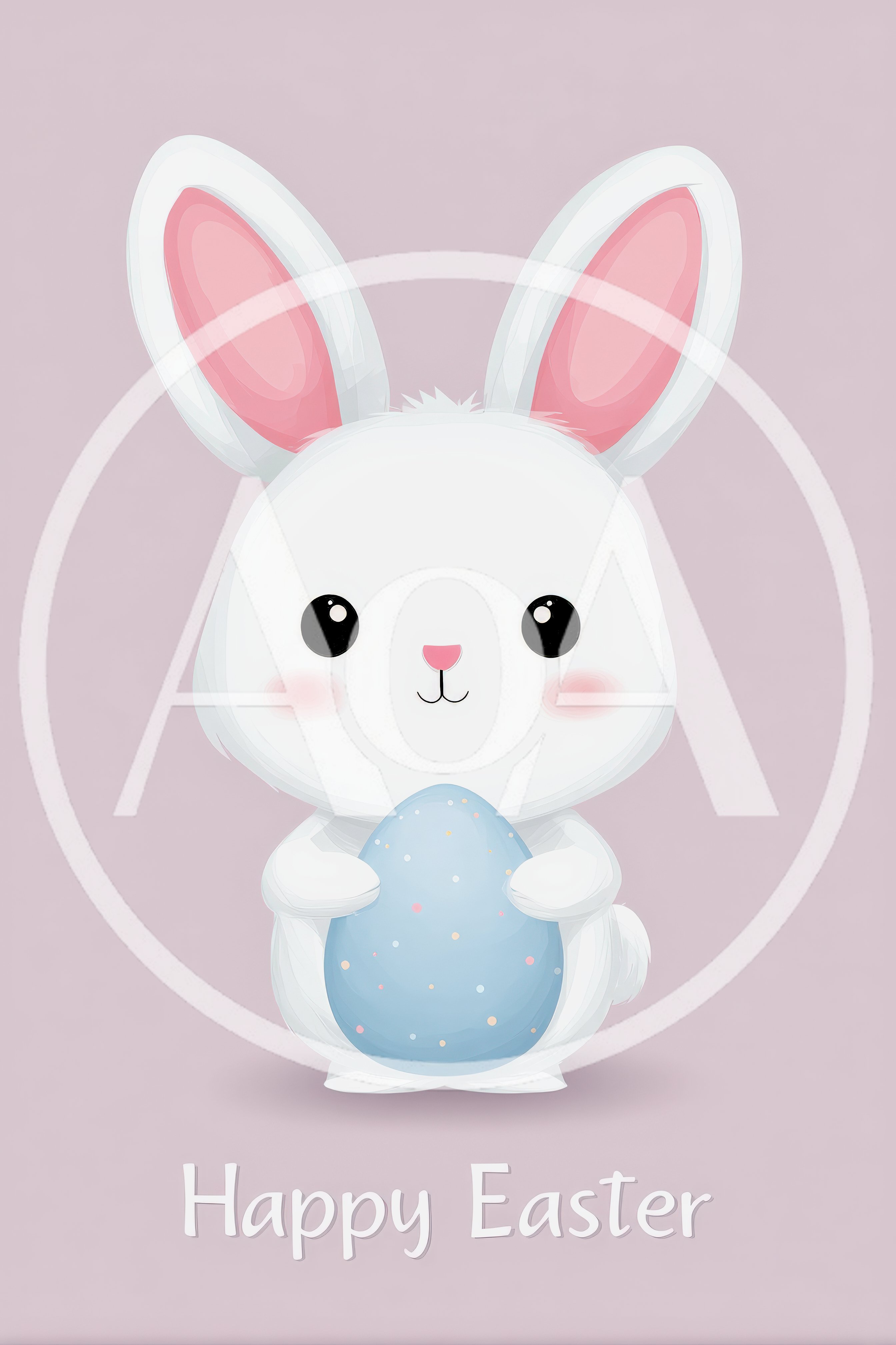 Cute Easter Bunny Holding A Blue Egg