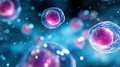 Microscopic View Of Biological Cells Floating In Fluid