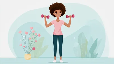 Young Woman Exercising With Dumbbells At Home