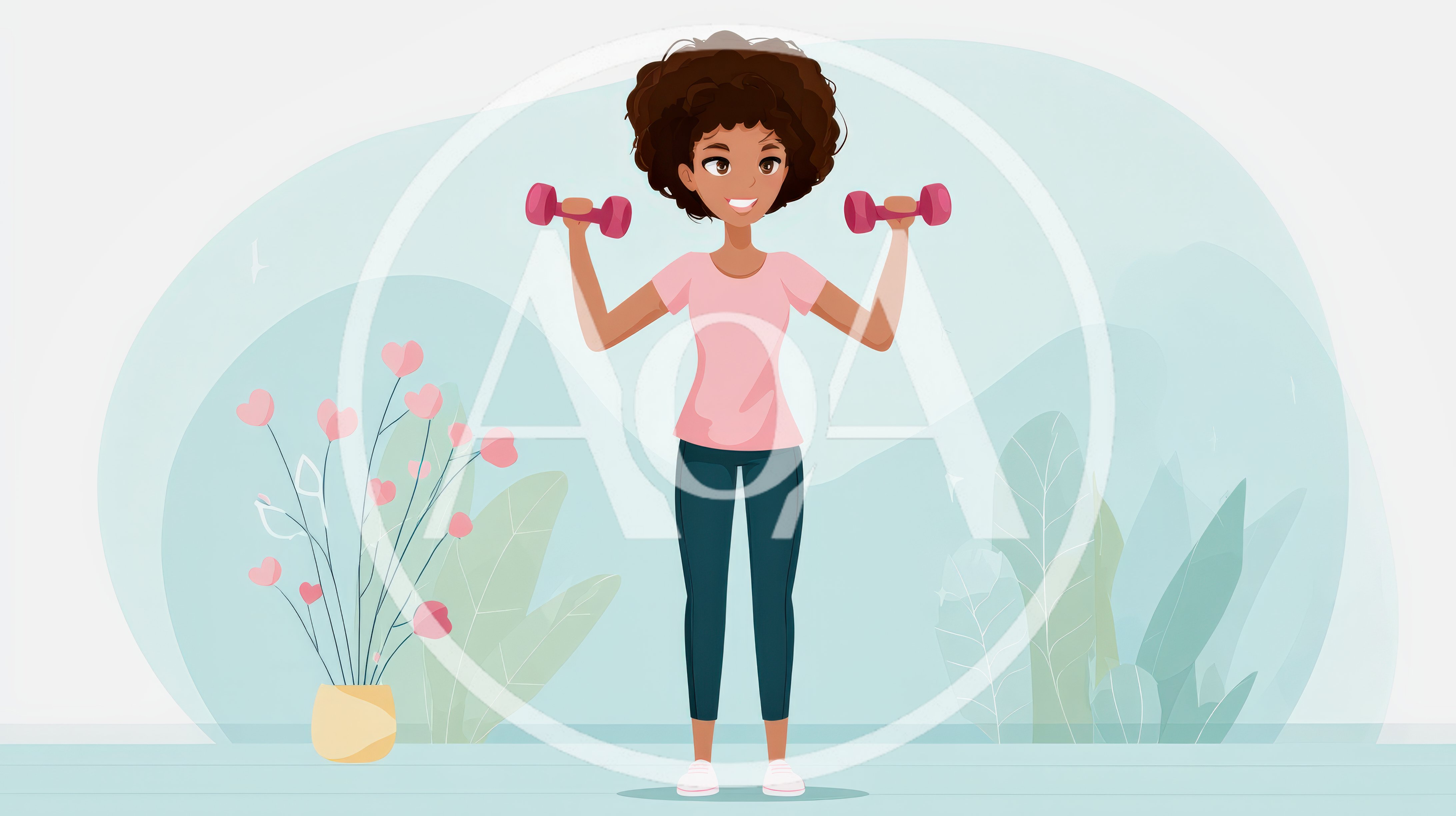 Young Woman Exercising With Dumbbells At Home