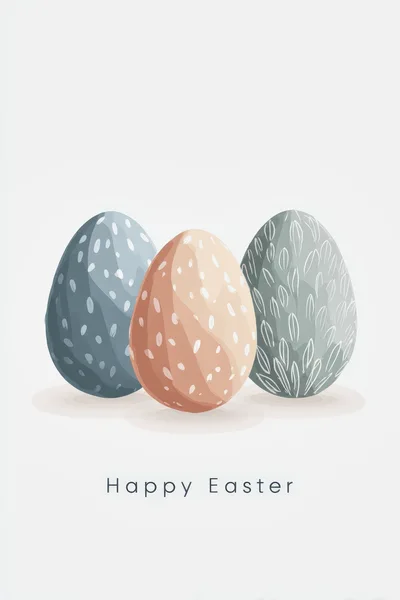 Three Decorative Easter Eggs With Minimalist Patterns