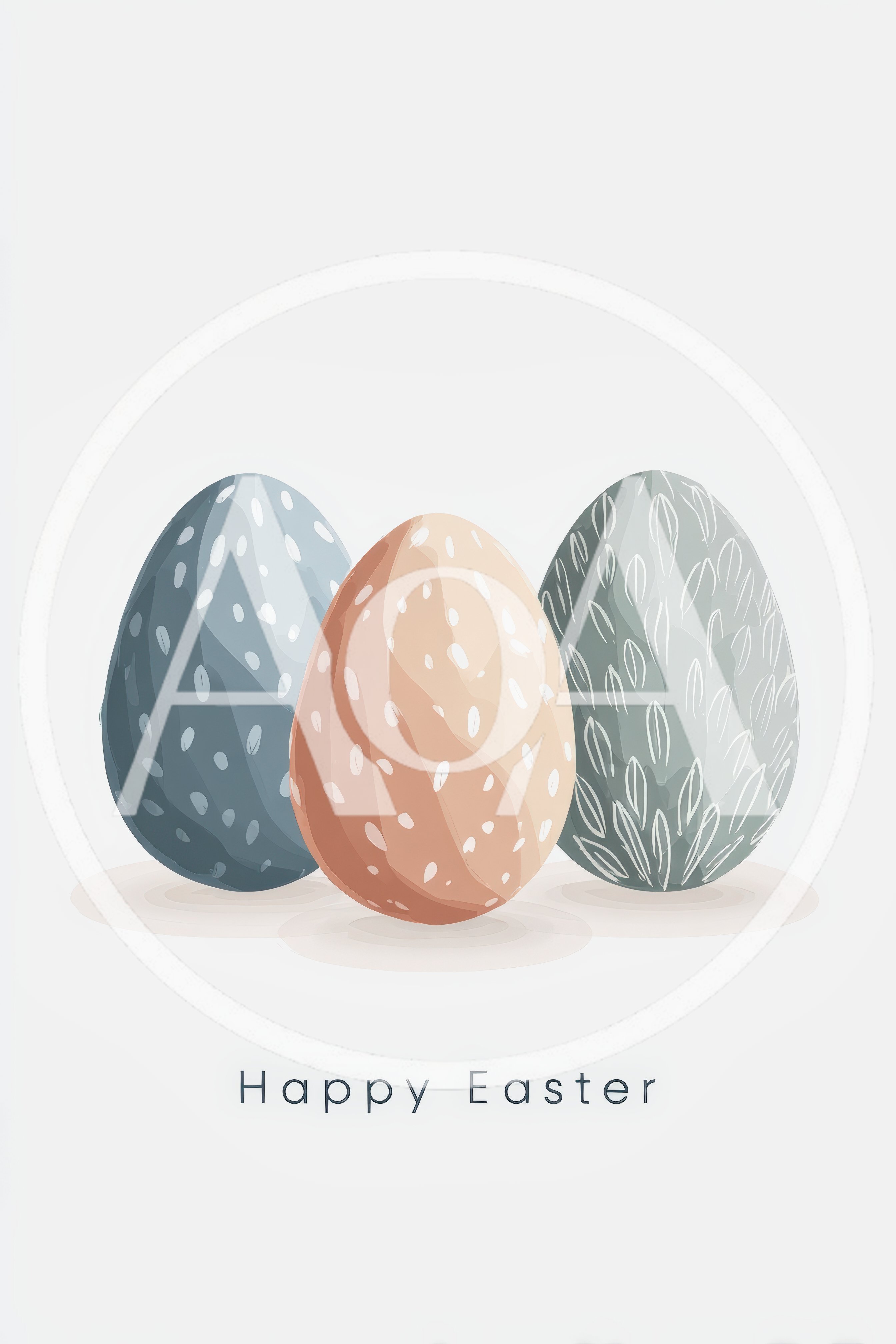 Three Decorative Easter Eggs With Minimalist Patterns