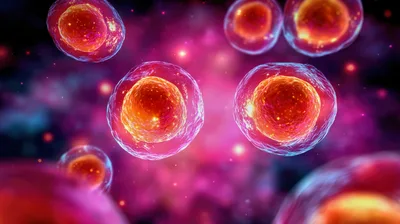 Microscopic View Of Biological Cells Dividing