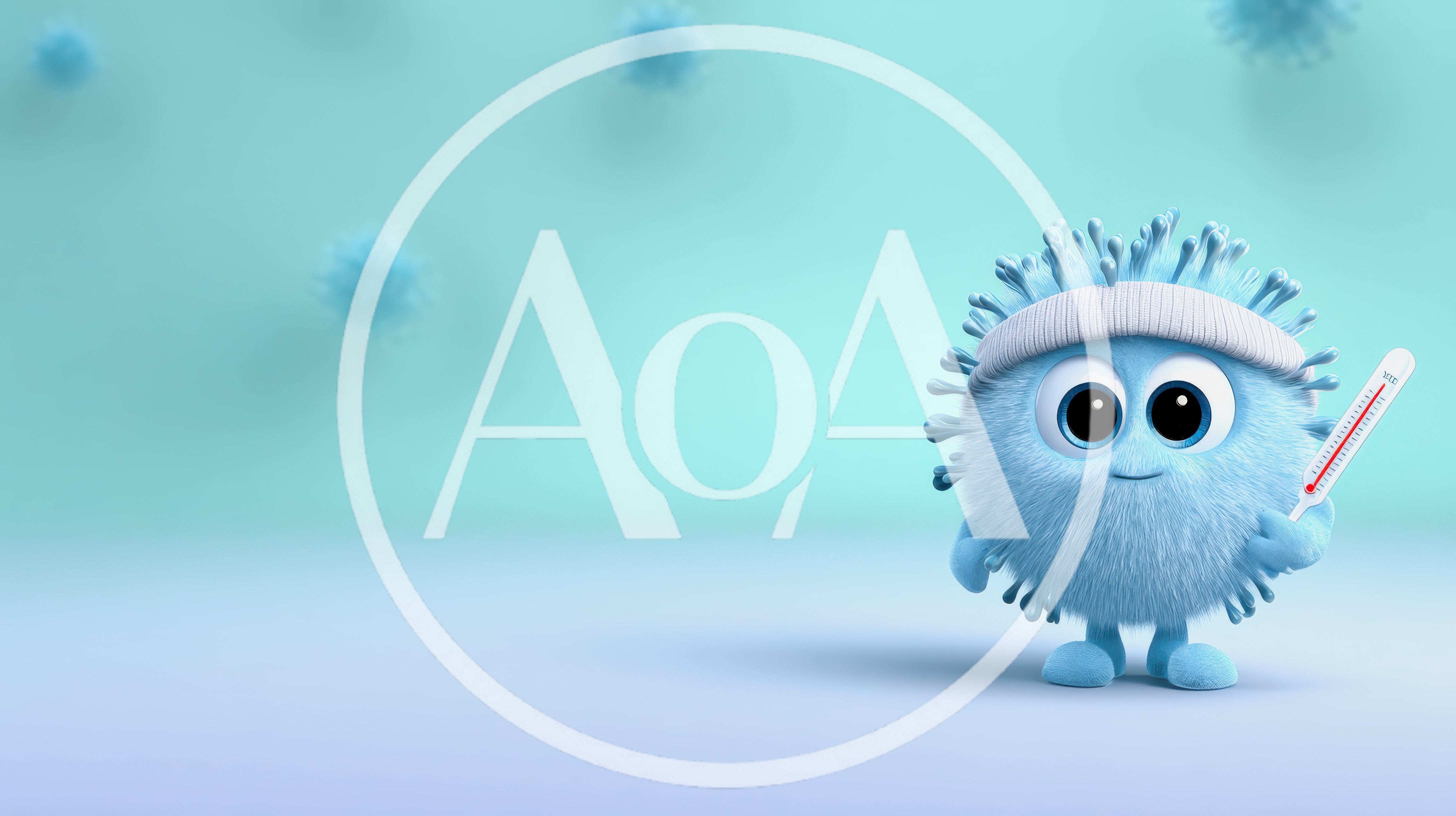 Cute Furry Virus Character Holding A Medical Thermometer