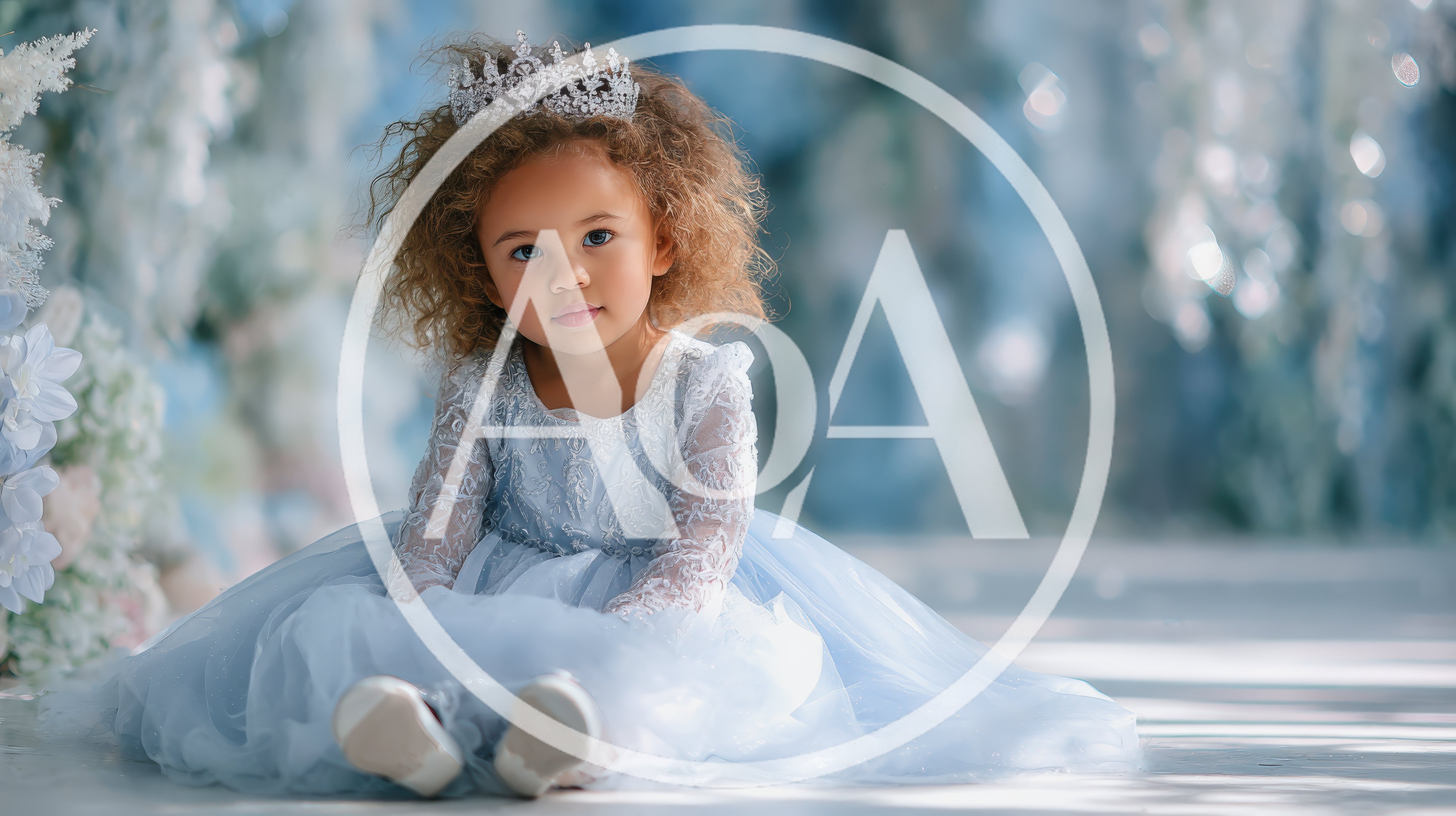 Little Girl Wearing A Princess Dress And Tiara