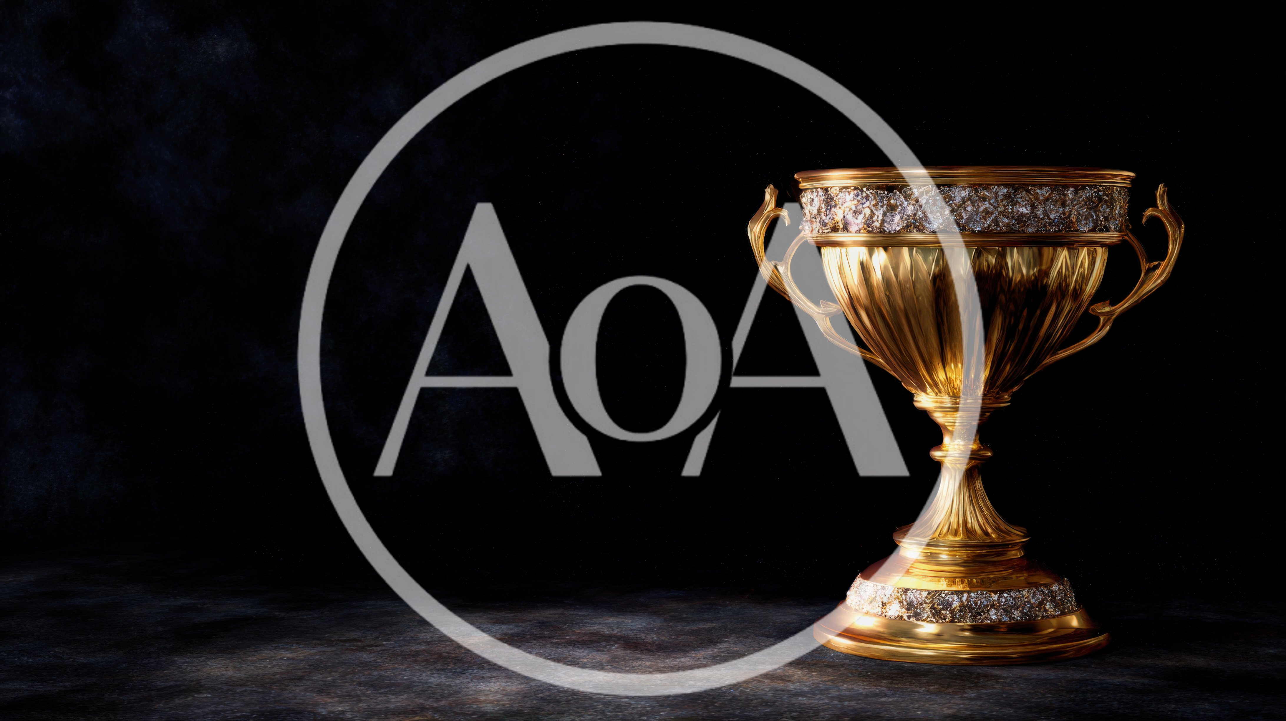 Ornate Golden Trophy Cup On Dark Textured Surface