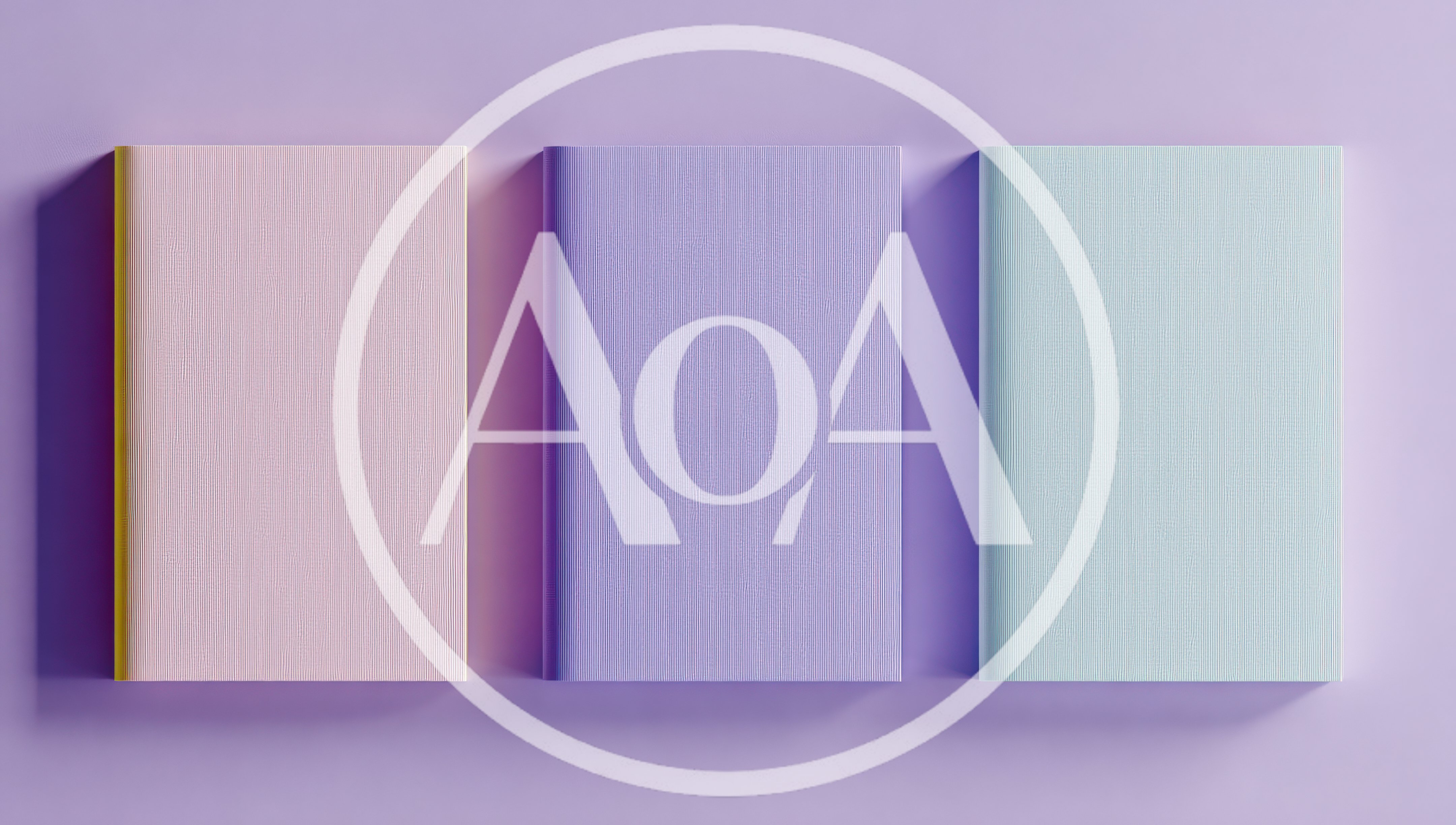 Three Pastel Colored Books On A Purple Background
