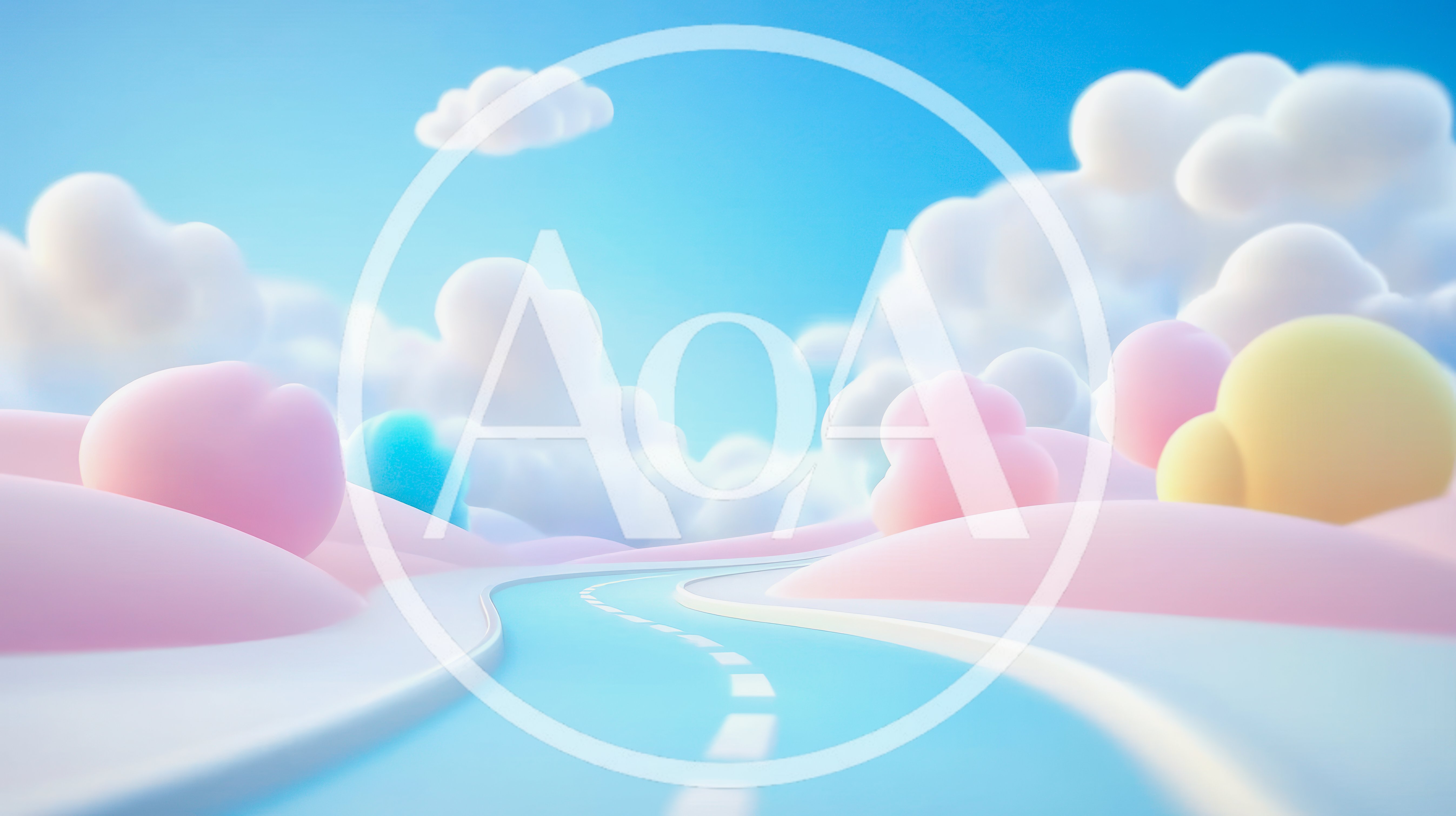 Surreal Pastel Landscape With Winding Road