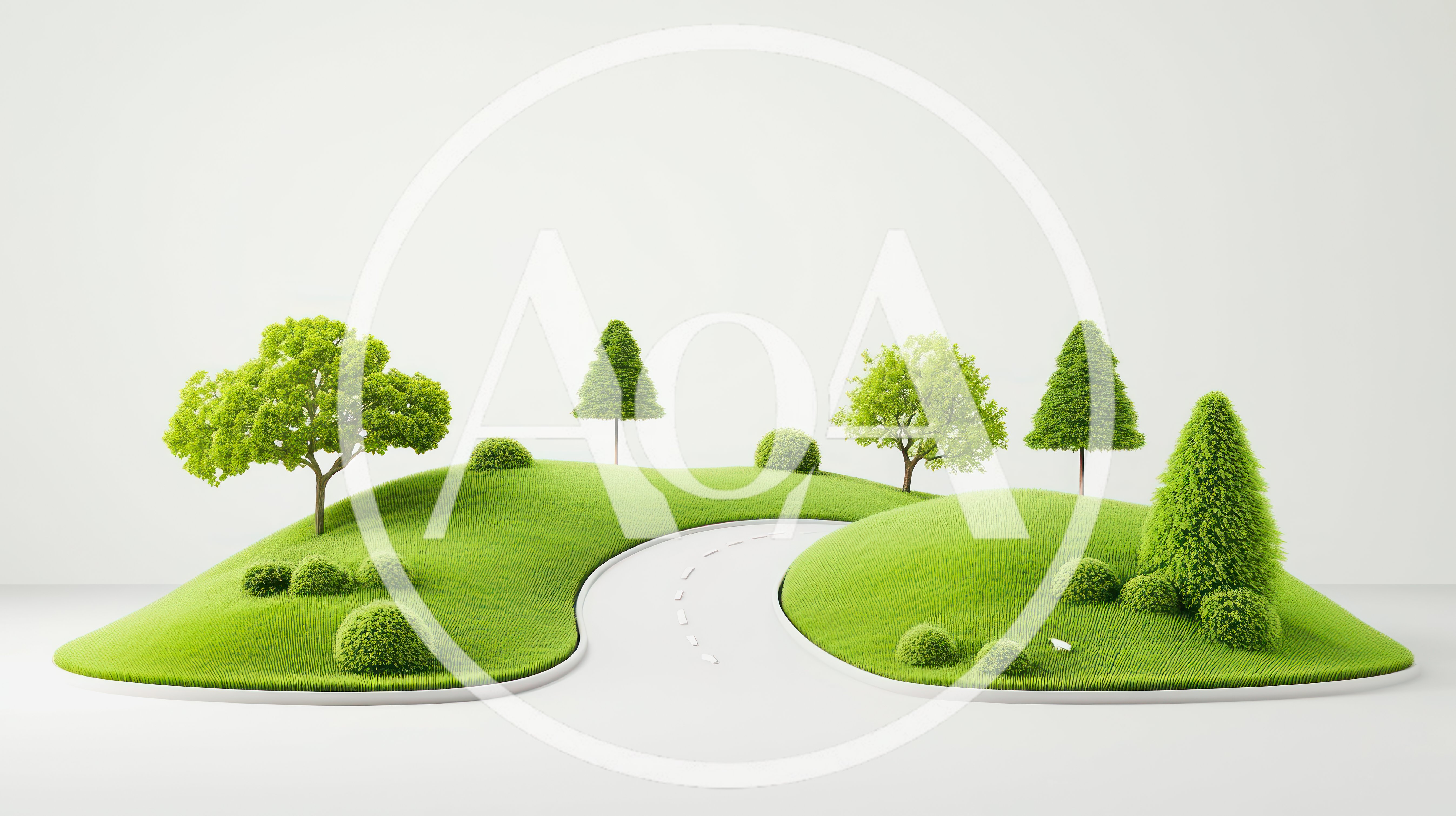 Miniature Green Landscape With Road And Trees