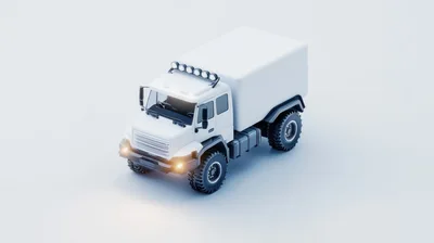White Off-Road Cargo Truck 3D Render
