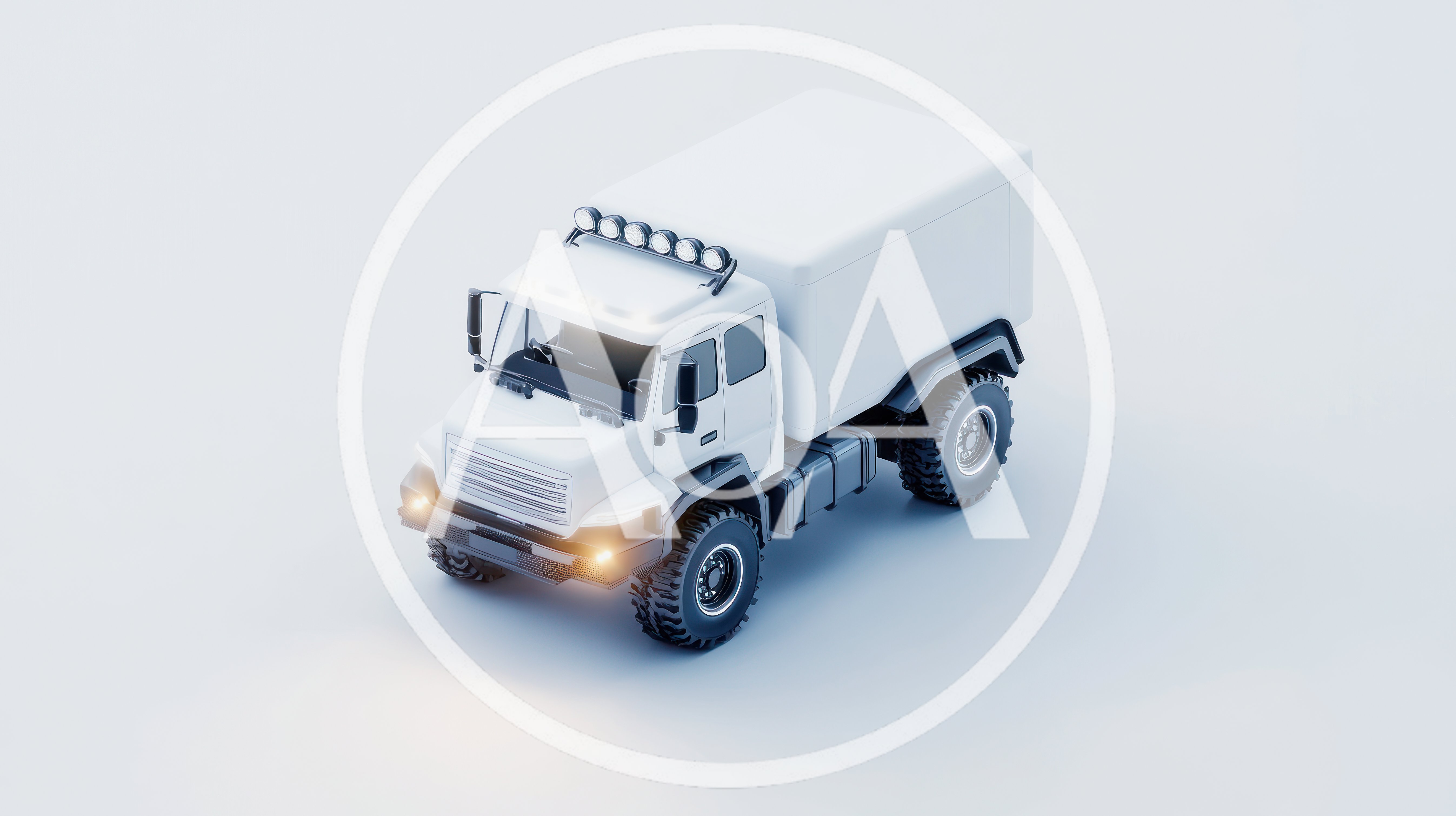 White Off-Road Cargo Truck 3D Render