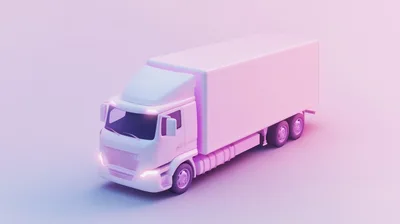 3D Rendered White Delivery Truck With Neon Lighting