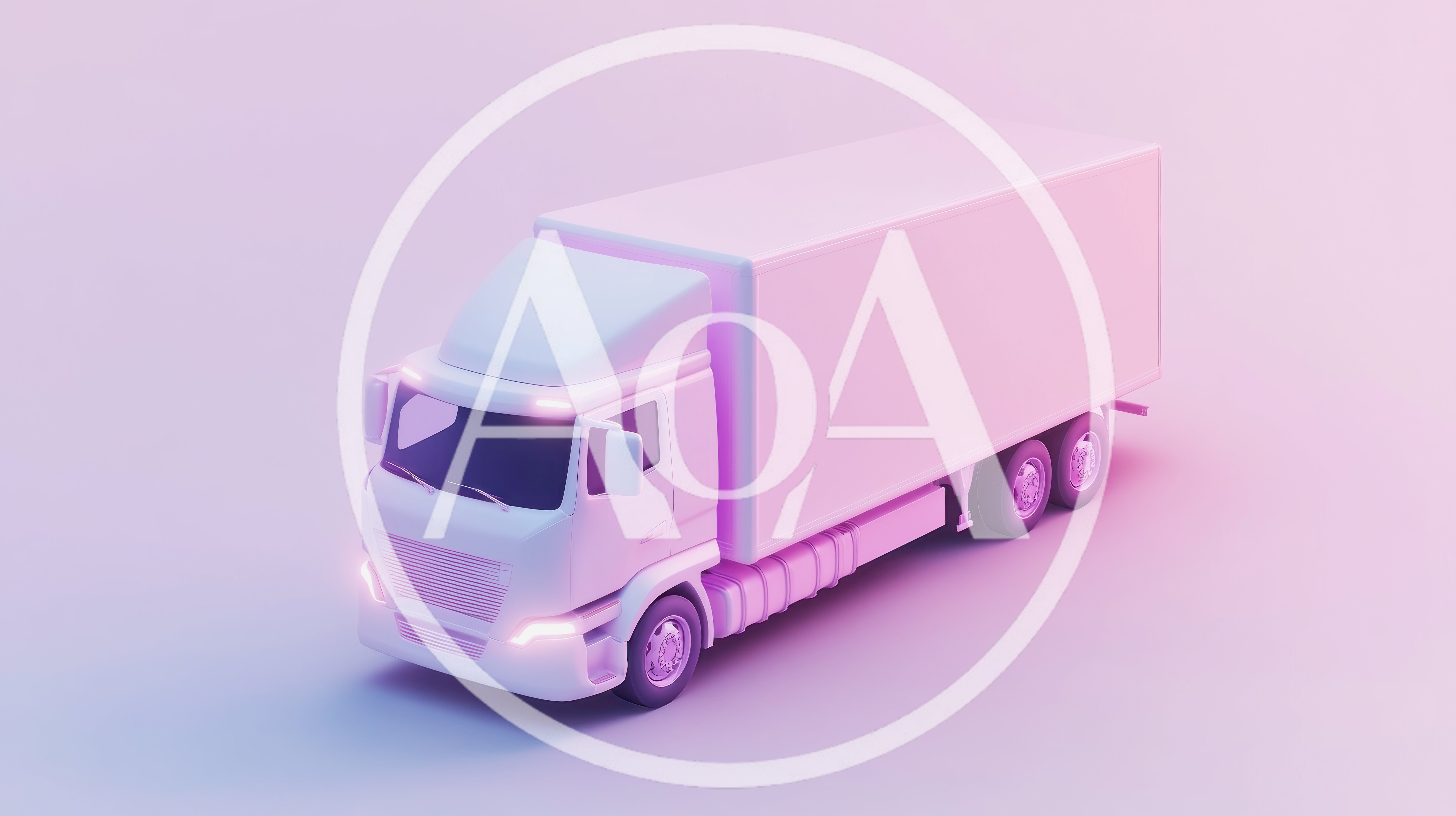 3D Rendered White Delivery Truck With Neon Lighting