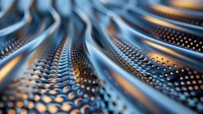 Abstract Metallic Wavy Surface With Perforated Texture