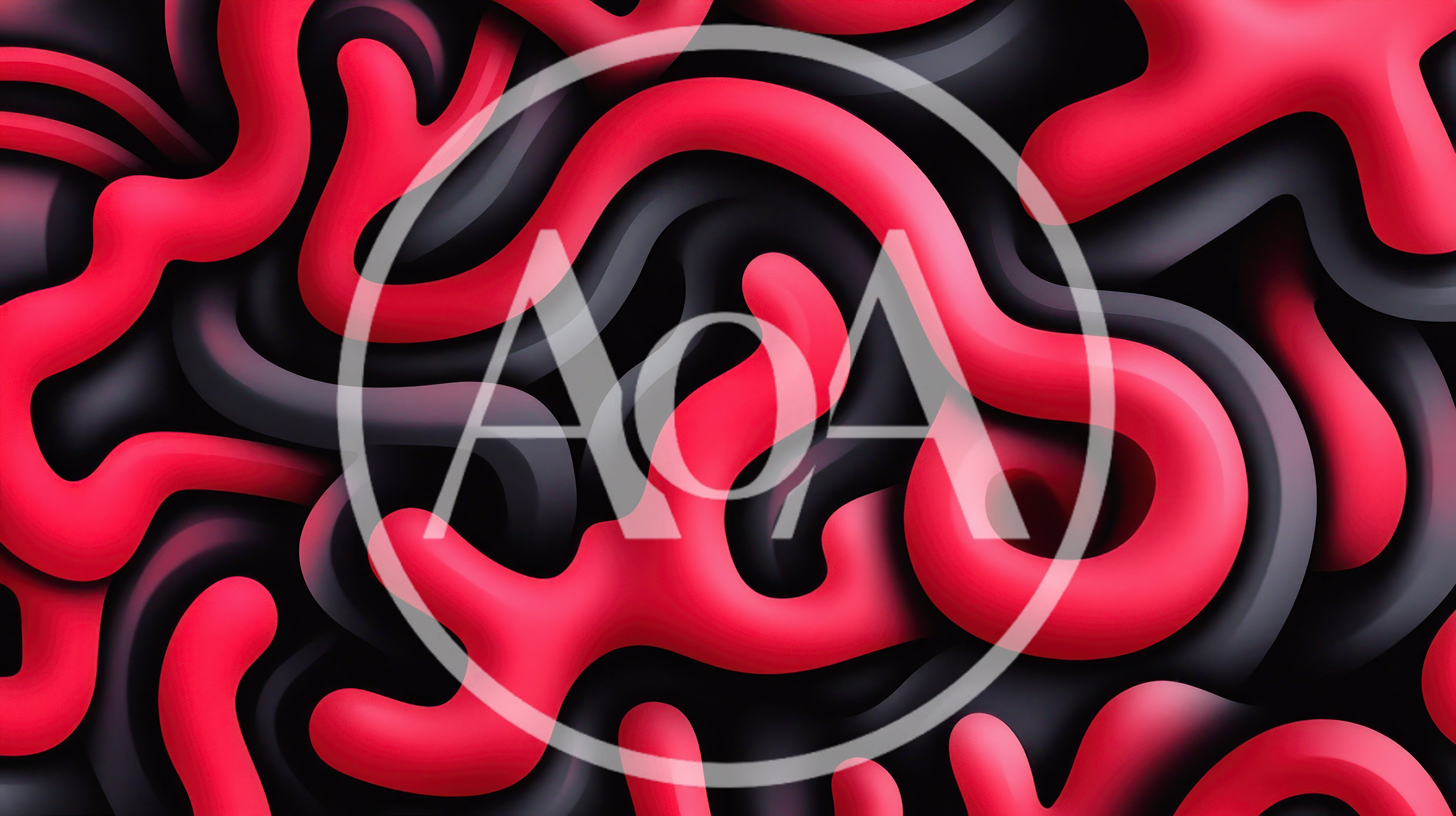 Abstract 3D Red And Black Wavy Liquid Shapes