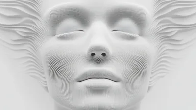Abstract 3D Rendered Human Face With Linear Texture