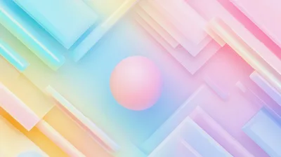 Abstract Pastel Background With Floating Geometric Shapes