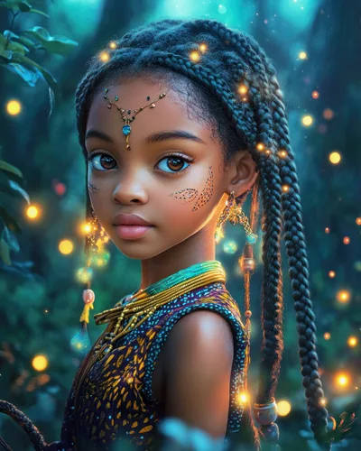 Portrait Of A Young Girl With Braided Hair