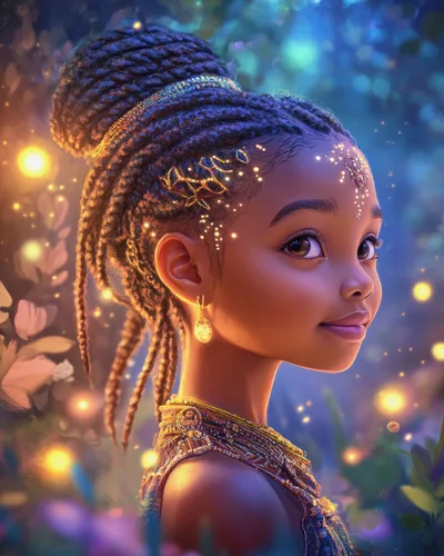 Digital Illustration Of A Young Girl With Braided Hair