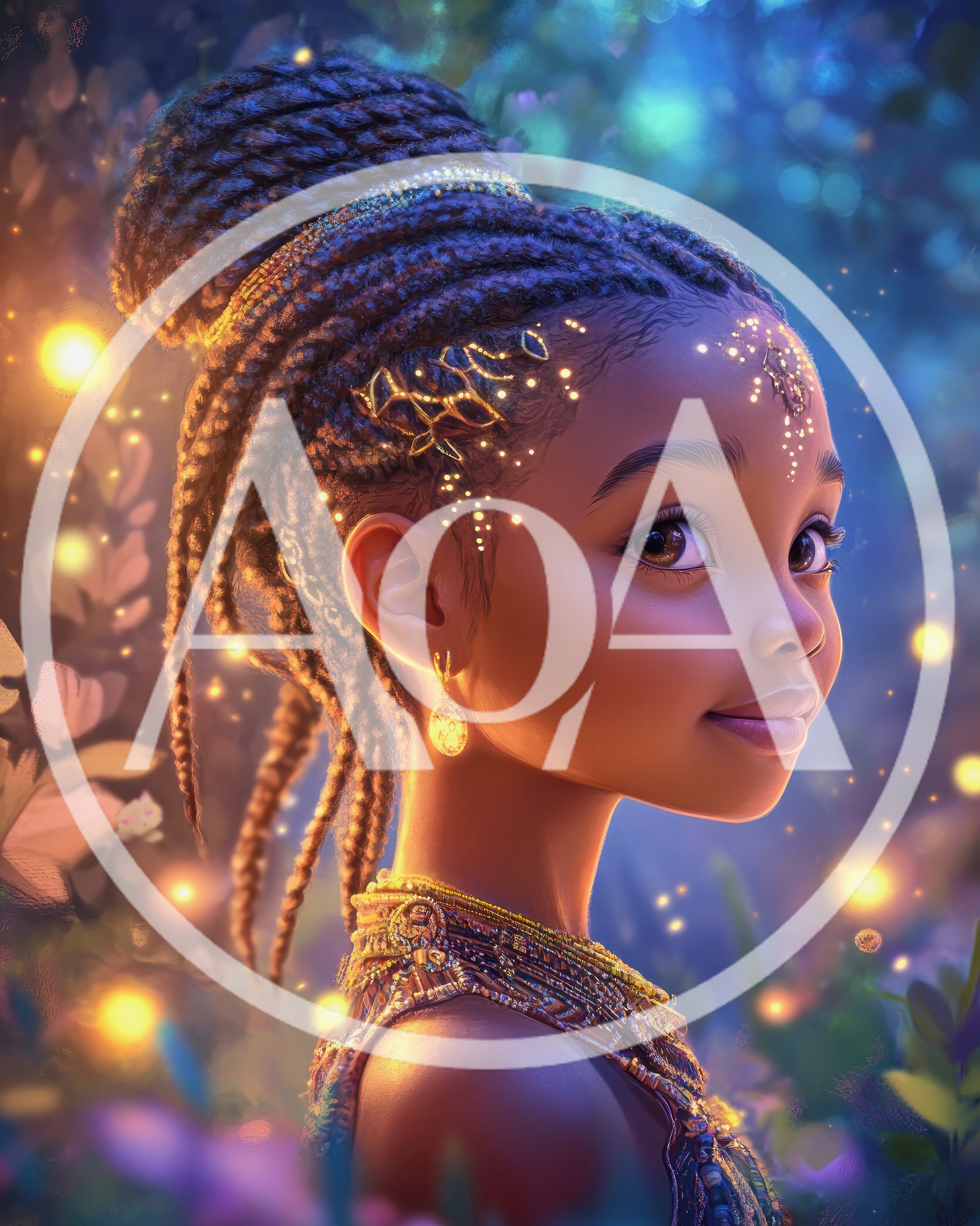 Digital Illustration Of A Young Girl With Braided Hair