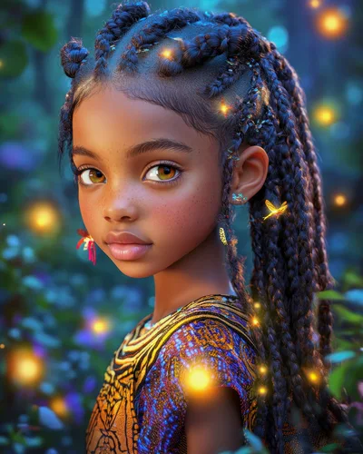 Portrait Of A Young Girl With Braided Hair