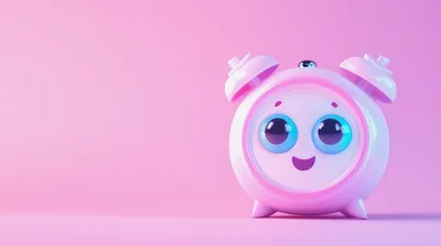 Cute Pink Cartoon Alarm Clock Character
