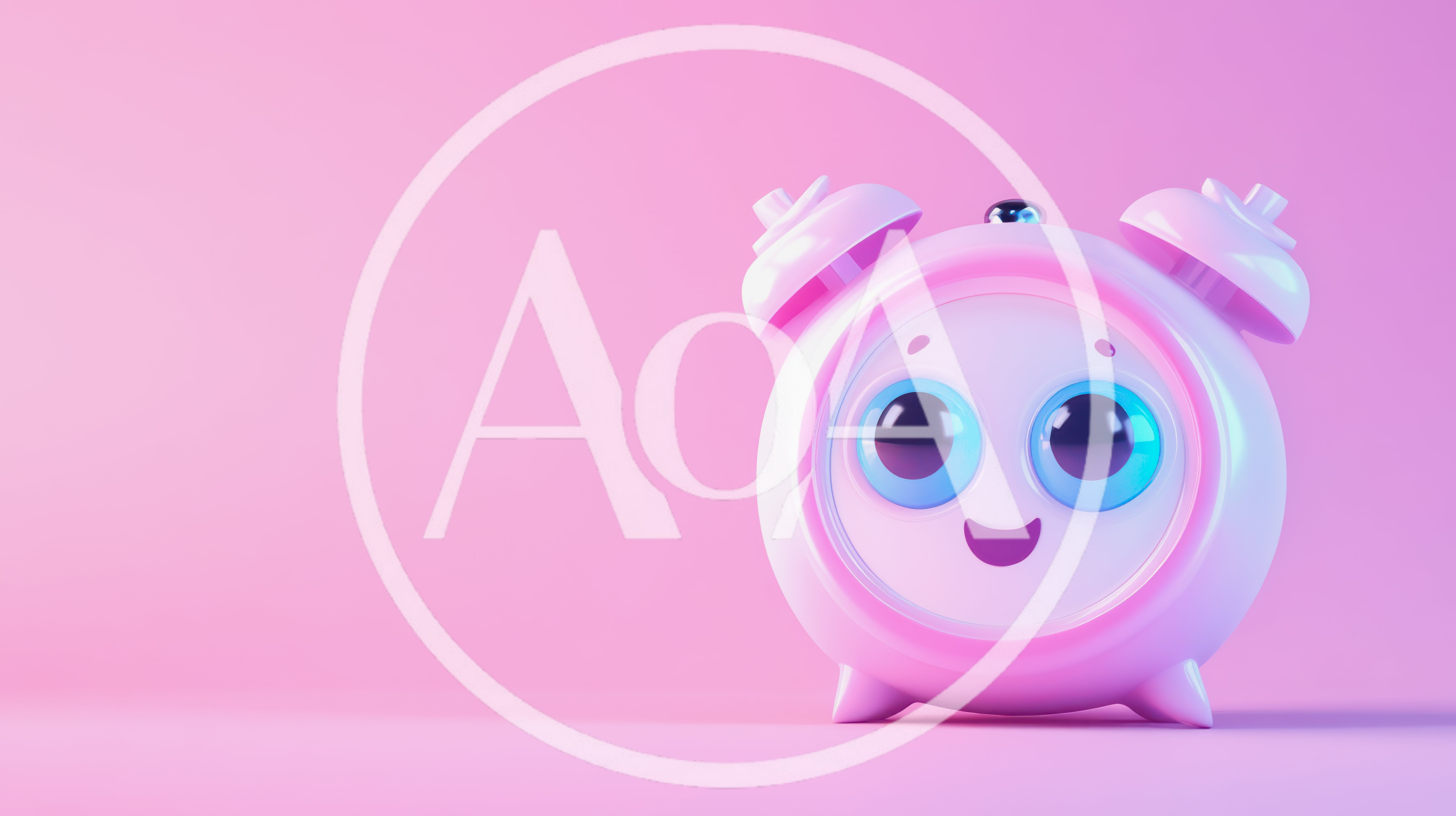 Cute Pink Cartoon Alarm Clock Character