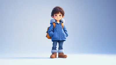 3D Rendered Cartoon Boy Wearing Winter Clothing
