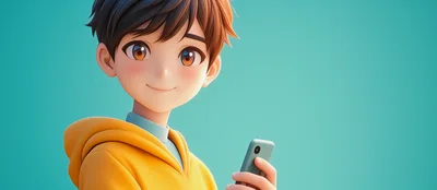 3D Animated Boy Holding A Smartphone