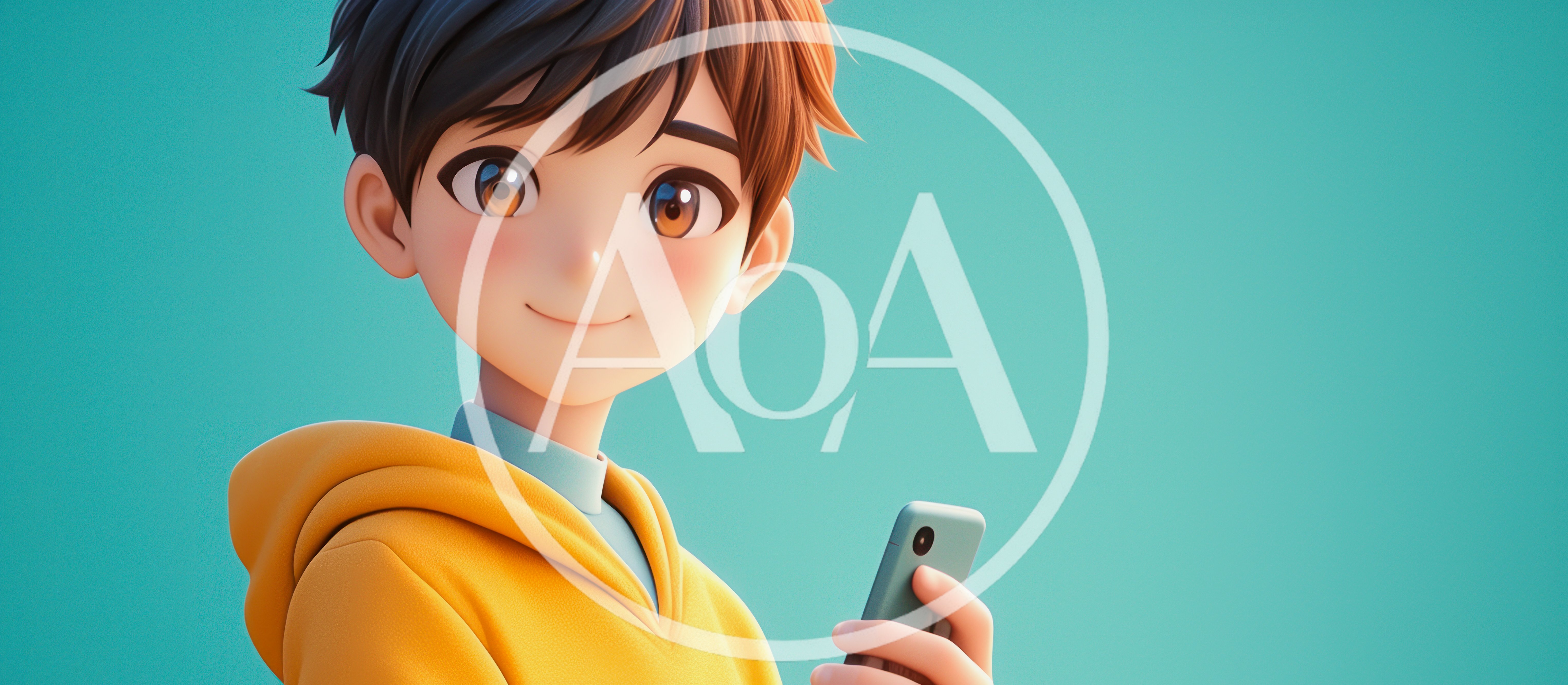 3D Animated Boy Holding A Smartphone