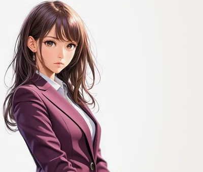 Anime Style Businesswoman In A Purple Blazer