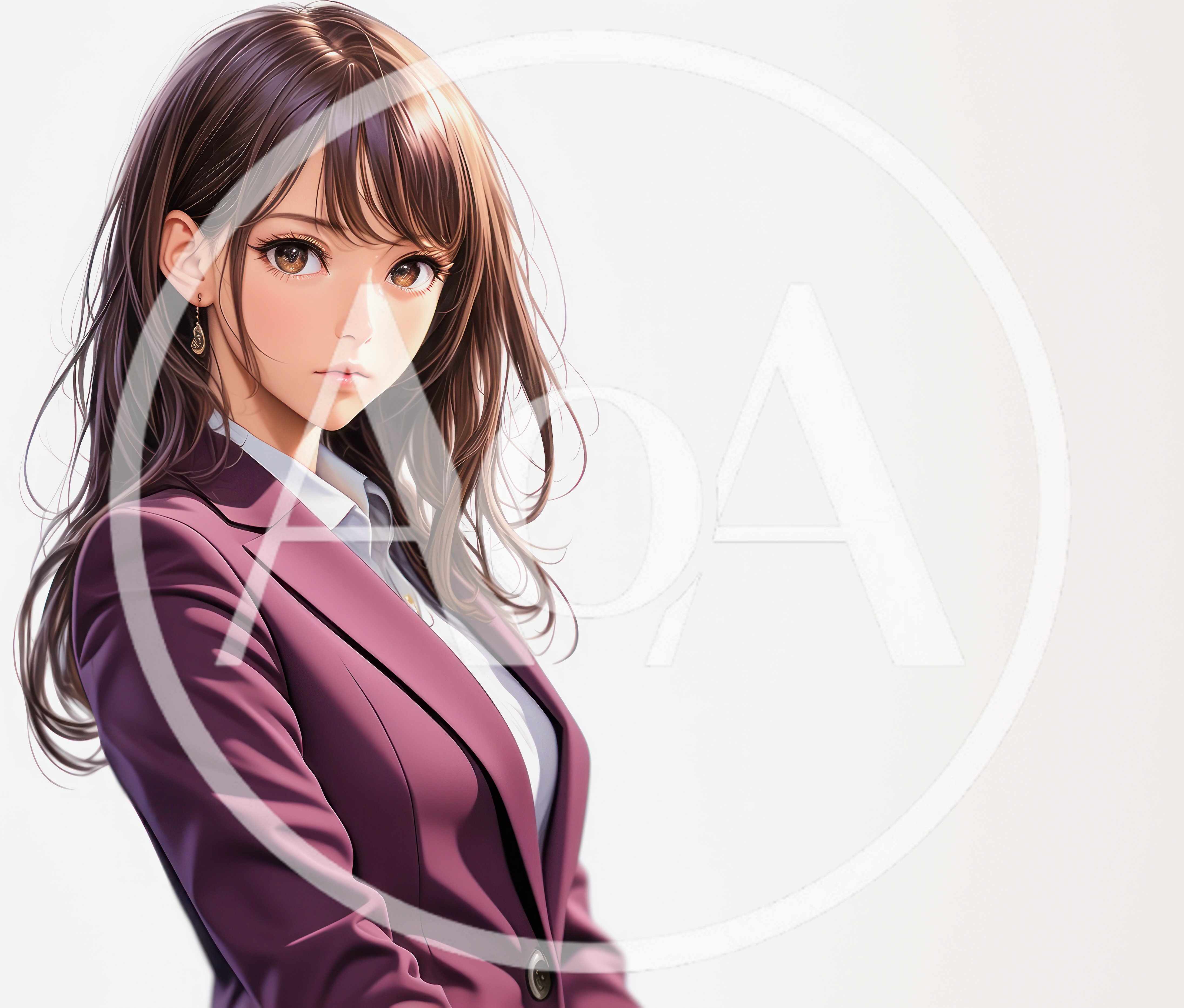Anime Style Businesswoman In A Purple Blazer