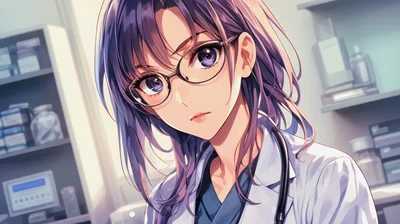 Anime Style Female Doctor In A Medical Office