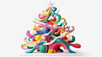 Abstract Colorful 3D Christmas Tree Sculpture