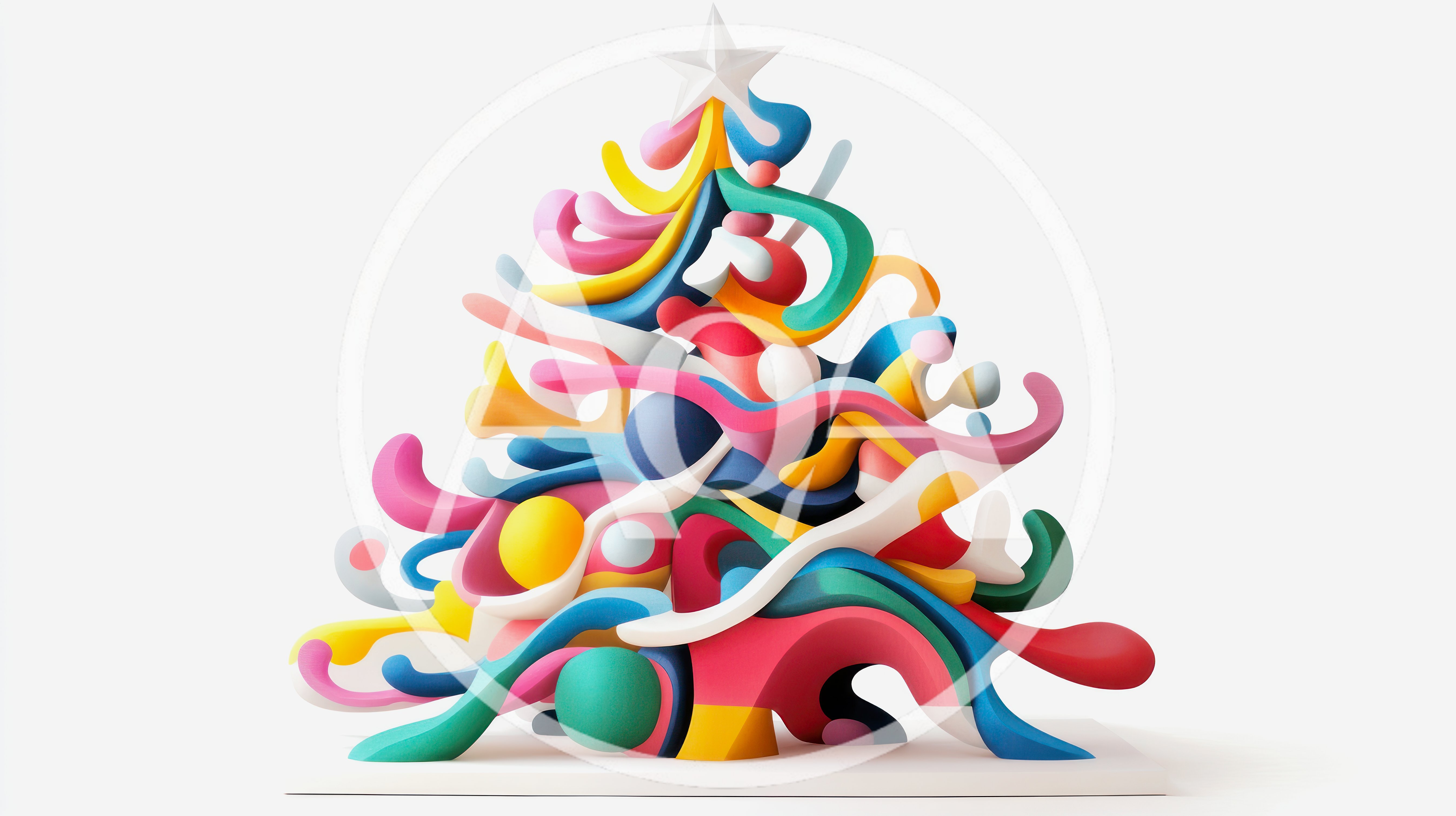 Abstract Colorful 3D Christmas Tree Sculpture