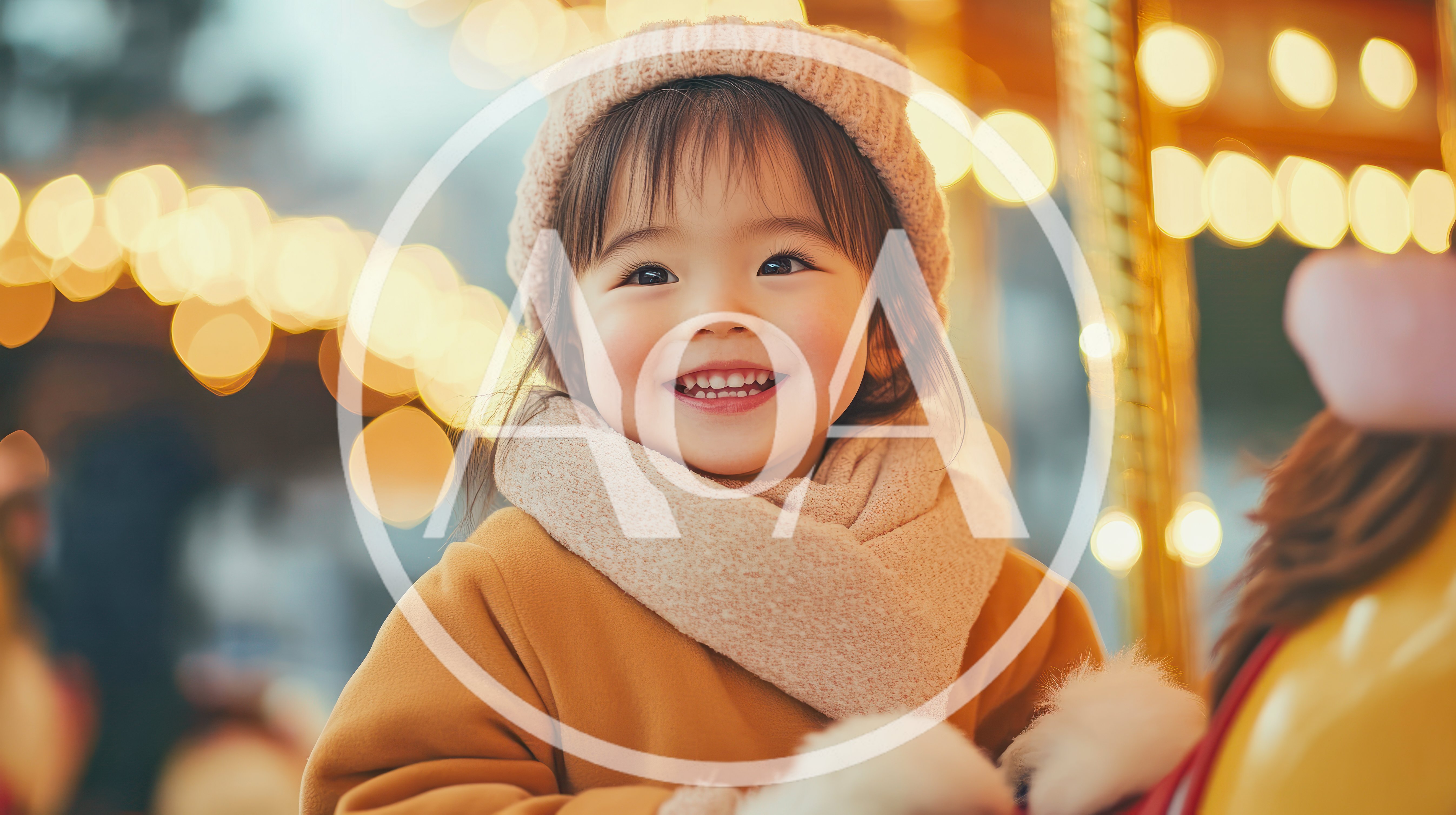 Happy Toddler Girl Smiling on a Carousel