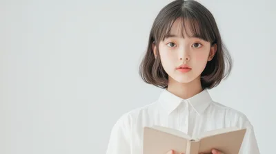 Young Asian Girl Holding An Open Book