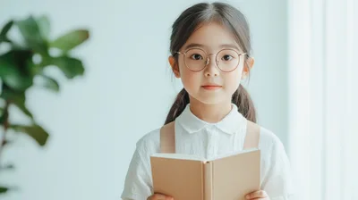 Young Asian Girl Holding A Book