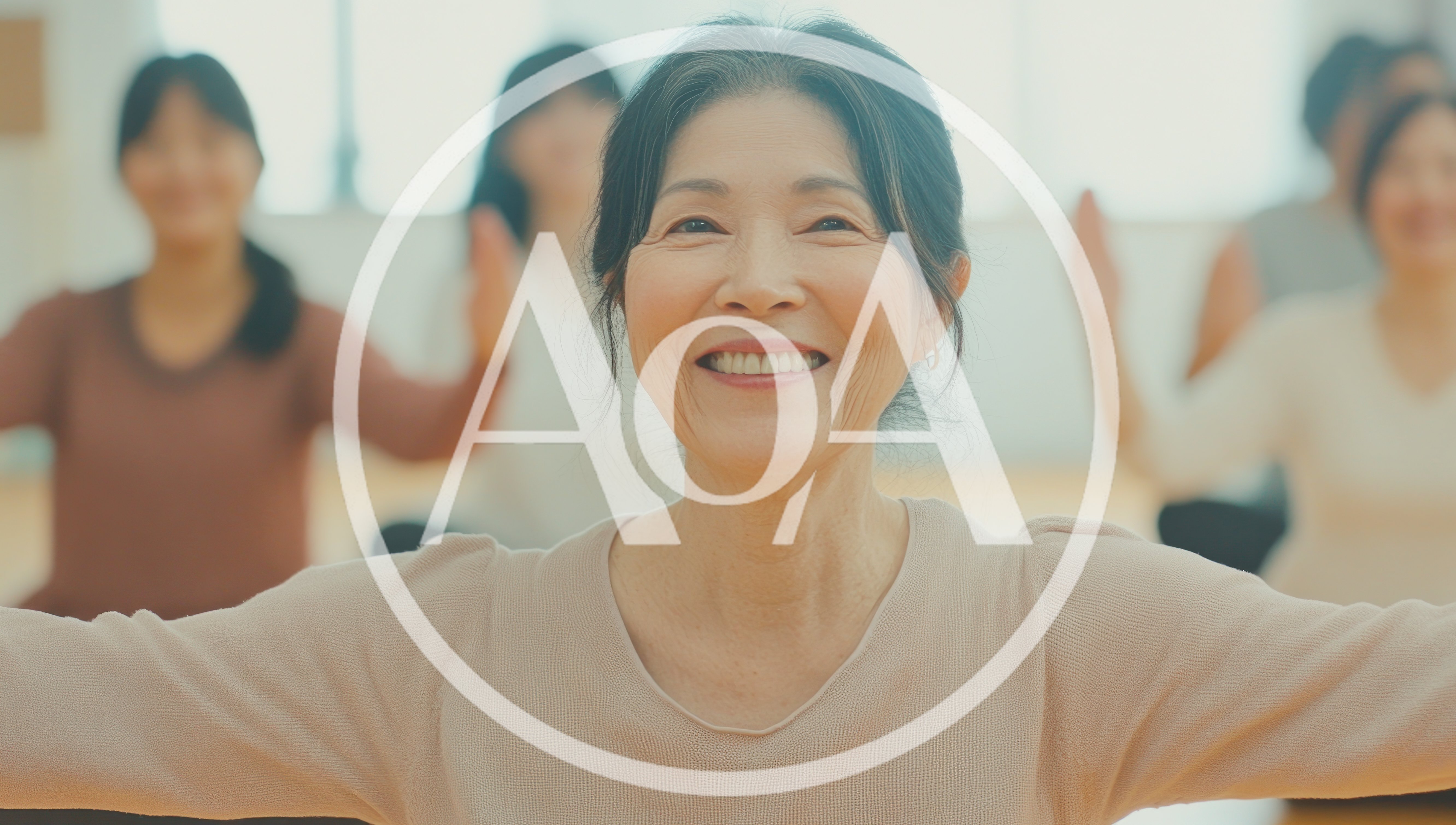 Senior Asian Woman Leading A Group Yoga Class
