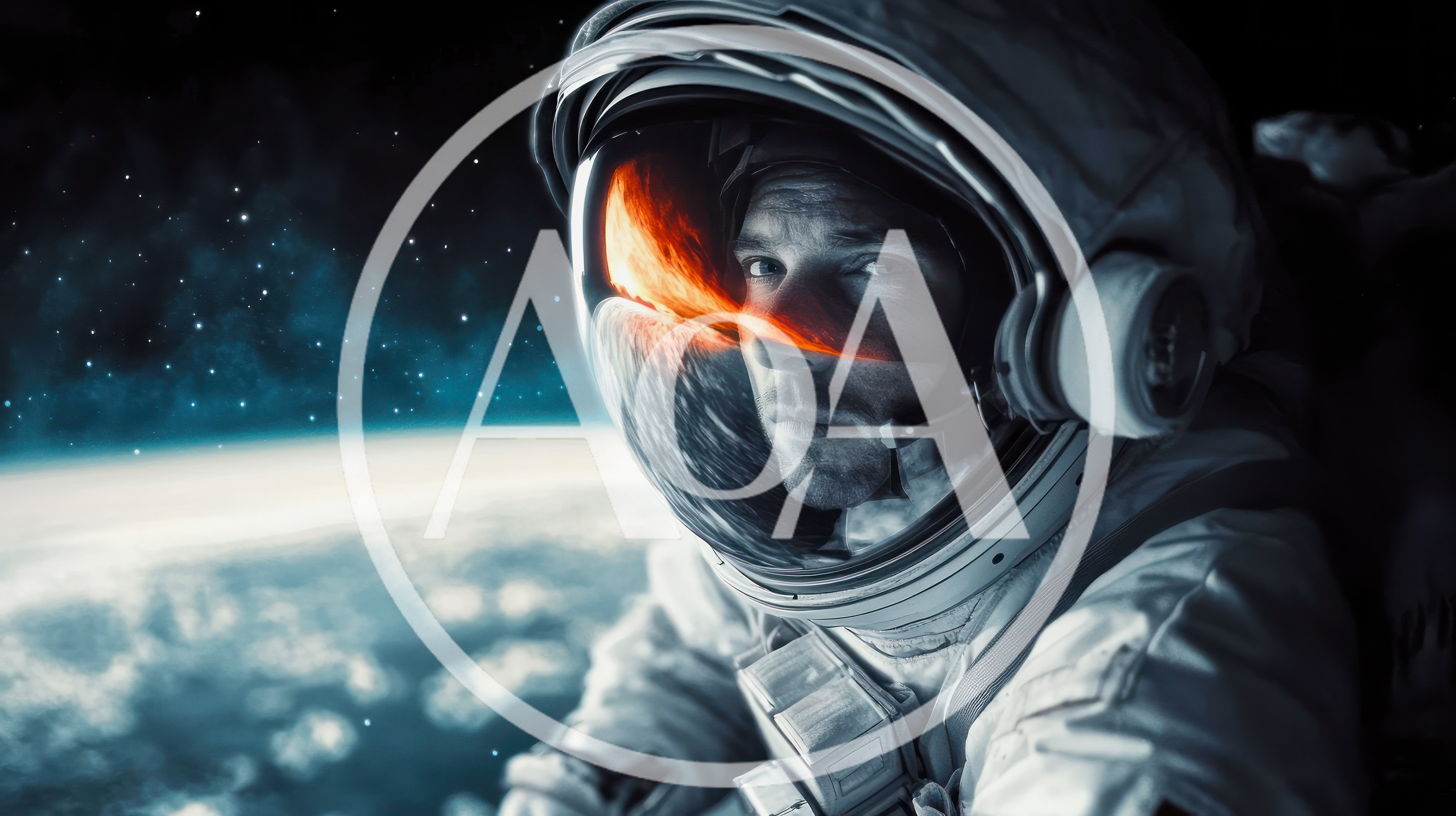 Astronaut Looking Out From Space Helmet In Orbit