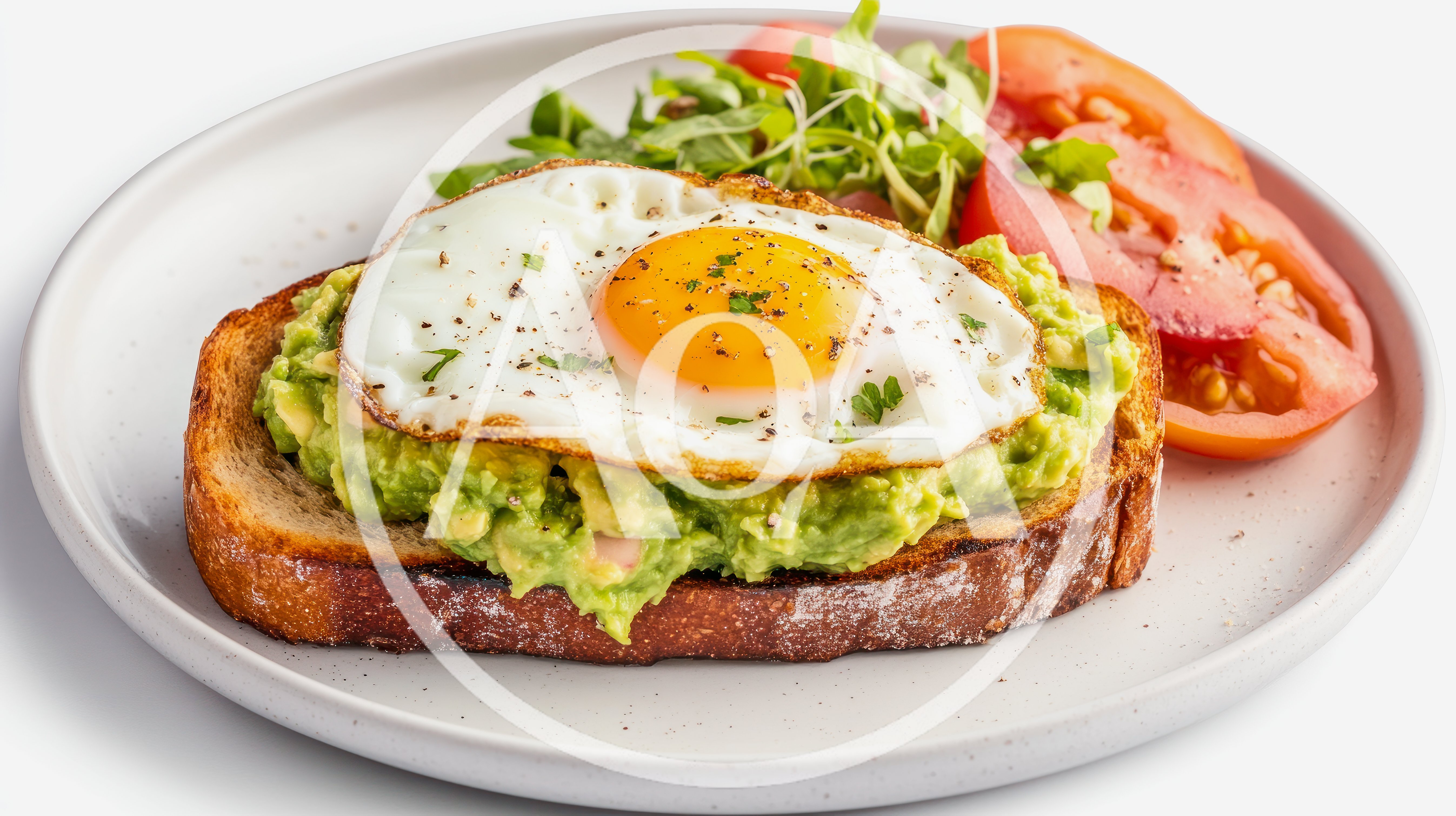 Avocado Toast With Fried Egg And Tomato Salad