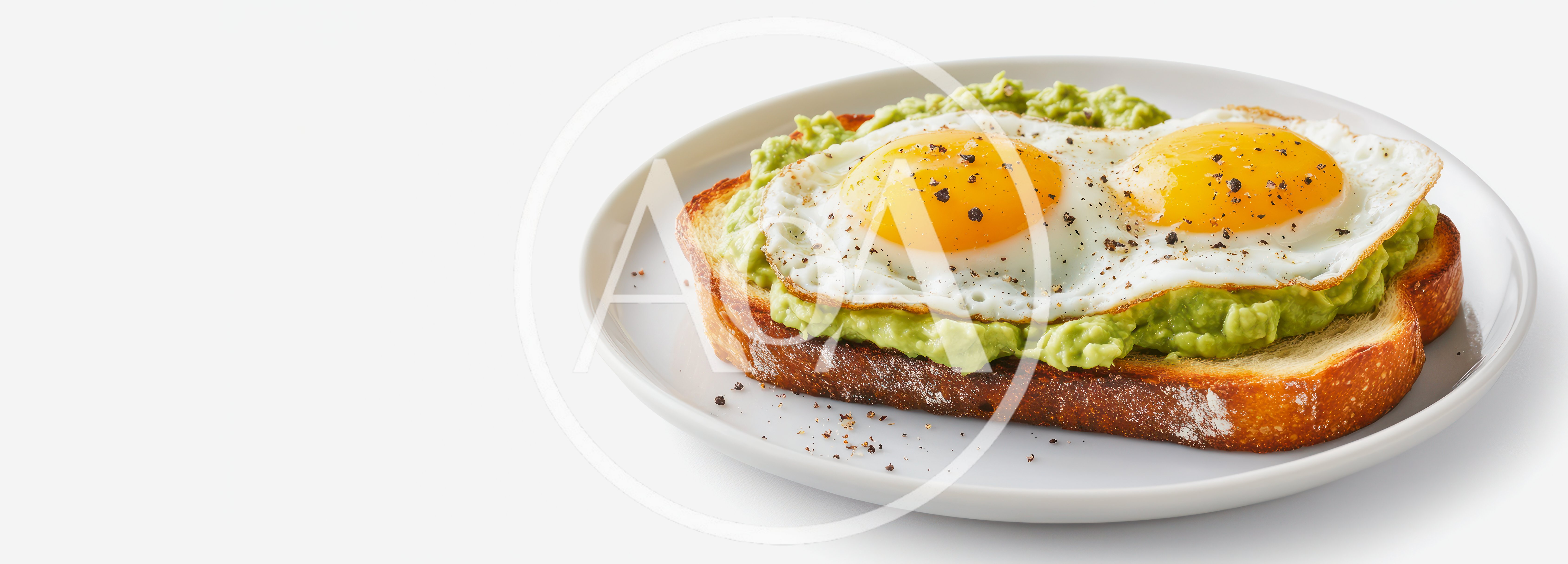Avocado Toast With Fried Eggs On A Plate