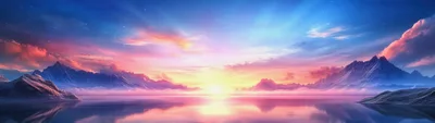 Serene Mountain Landscape At Sunset Over Calm Water